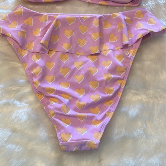 NWOT Stoney Clover x Target Flutter Strap Heart Print Bikini Set Lavender/Orange - Picture 12 of 16